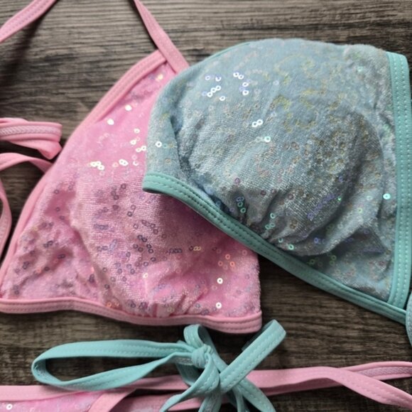 Shein Sequin Pink and Blue Velvet Bikinis - Picture 2 of 2